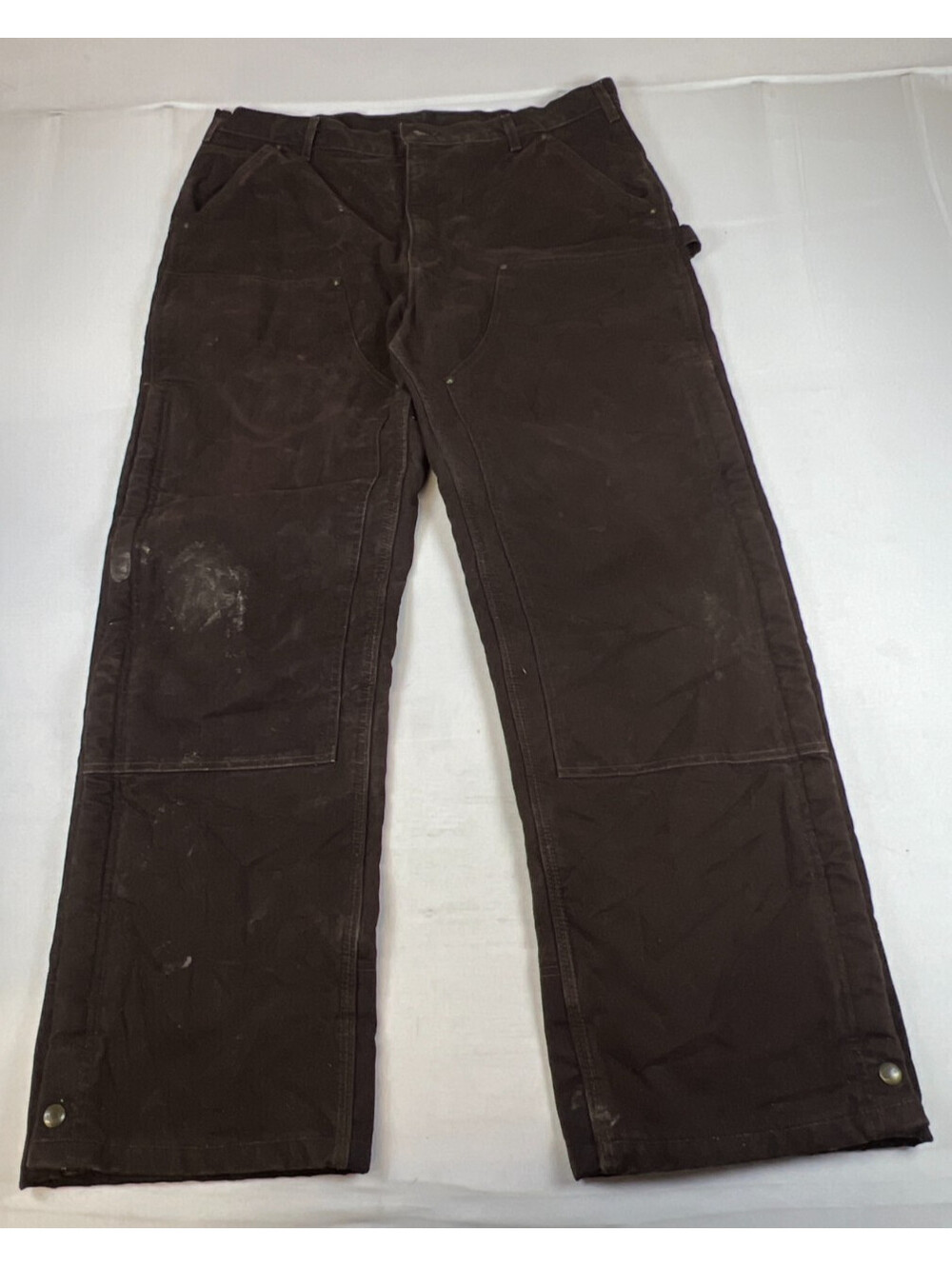 Carhartt B194 DKB Double Front Work Pants Mens Size 42x34 Dark Brown Duck